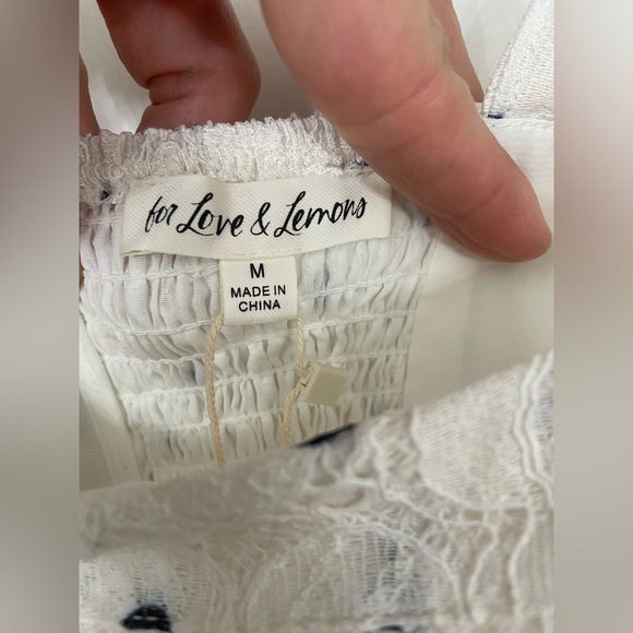 NWT For Love & Lemons Donna Mini Dress Black and White Size Medium - Picture 7 of 8